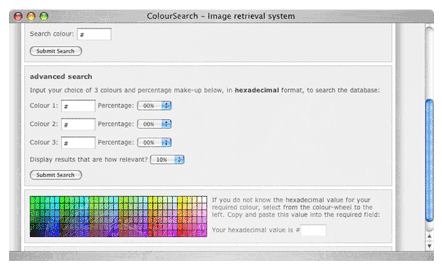 Screenshot: Image Retrieval by Colour